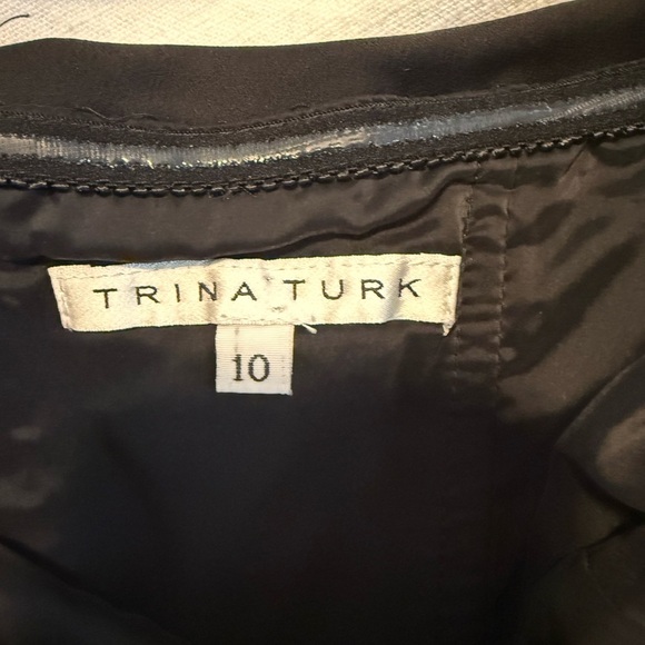 Trina Turk Black Strapless Jumpsuit Wide Legs Romper Pockets Pleats size 10 - Picture 6 of 7